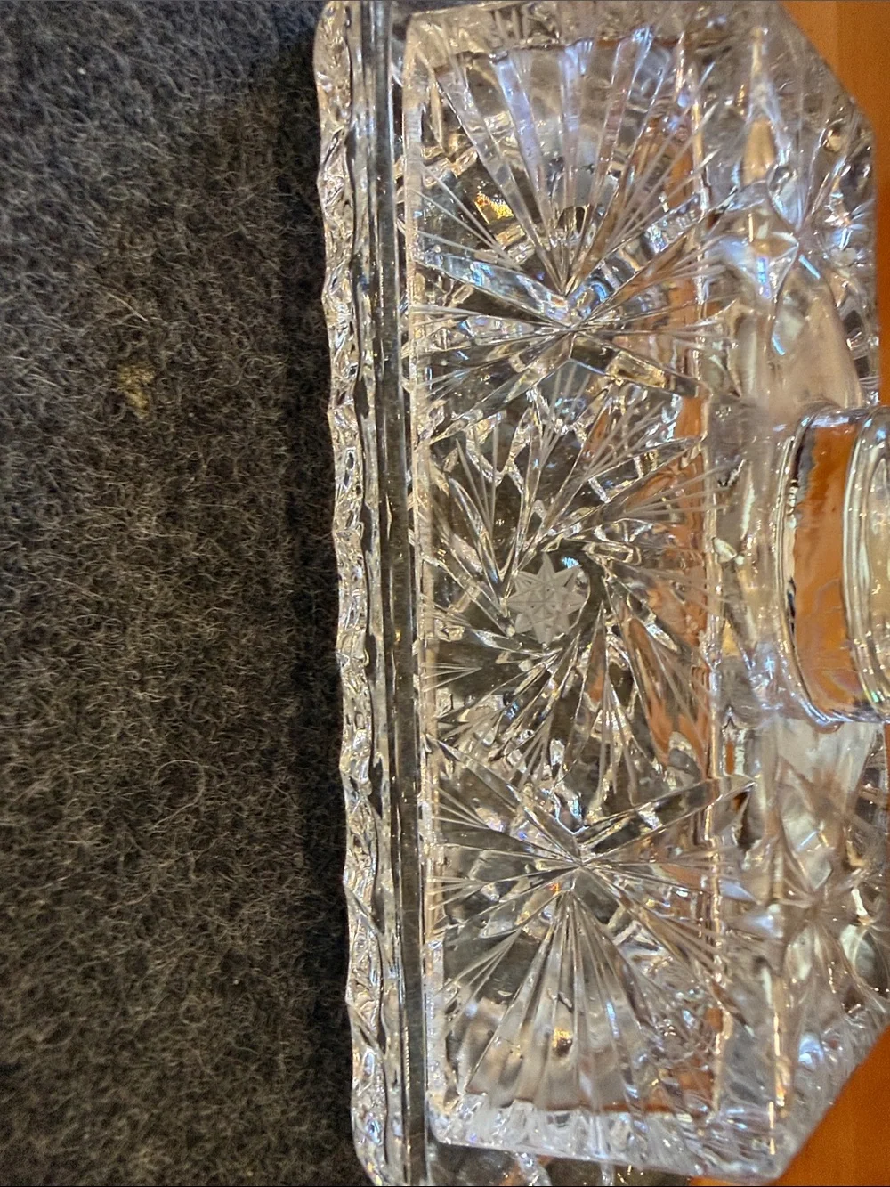 Vintage clear crystal pinwheel and diamond cut butter dish